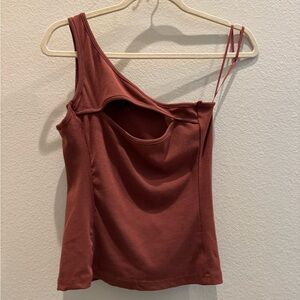 One-Shoulder Cut out Rust Tank